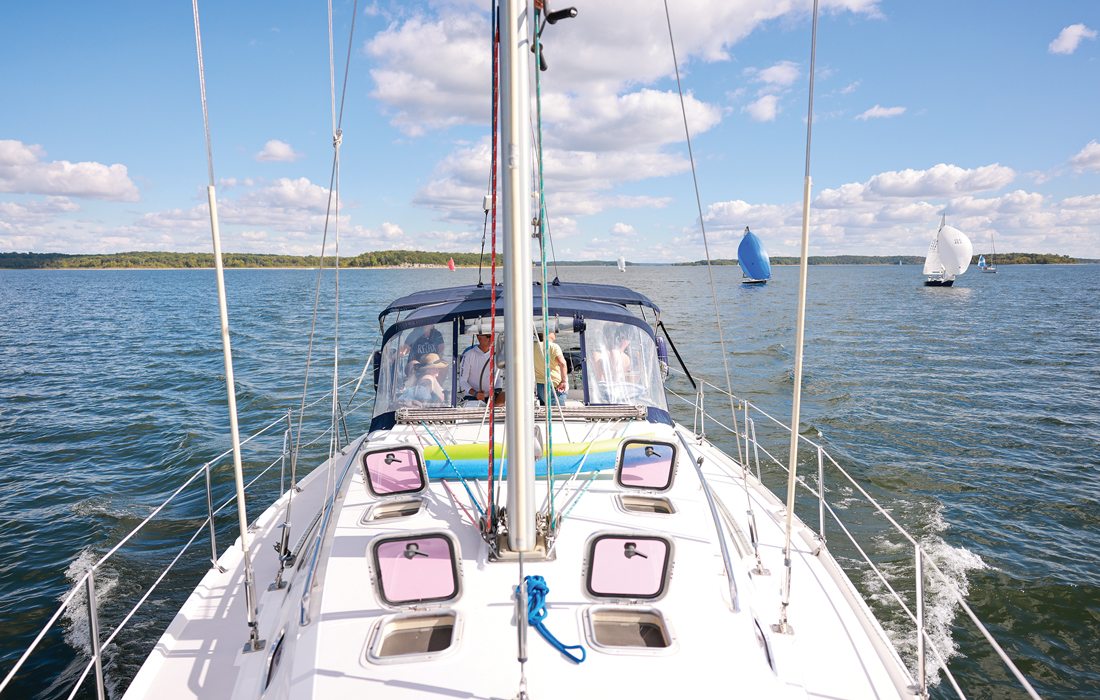 Sailing on a lake in the Ozarks