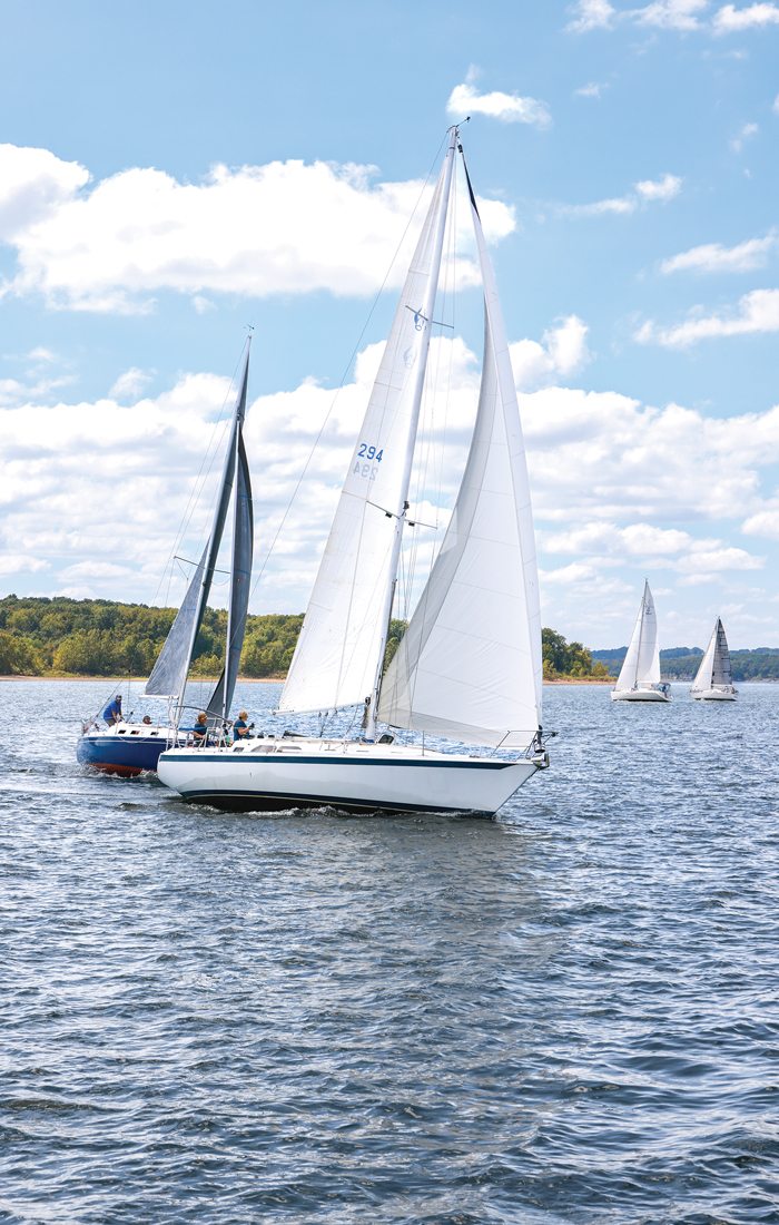 Sailing on the lake in the Ozarks.