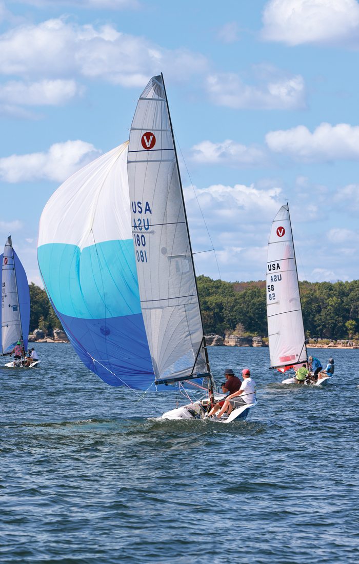 Boats on the lake in the Ozarks