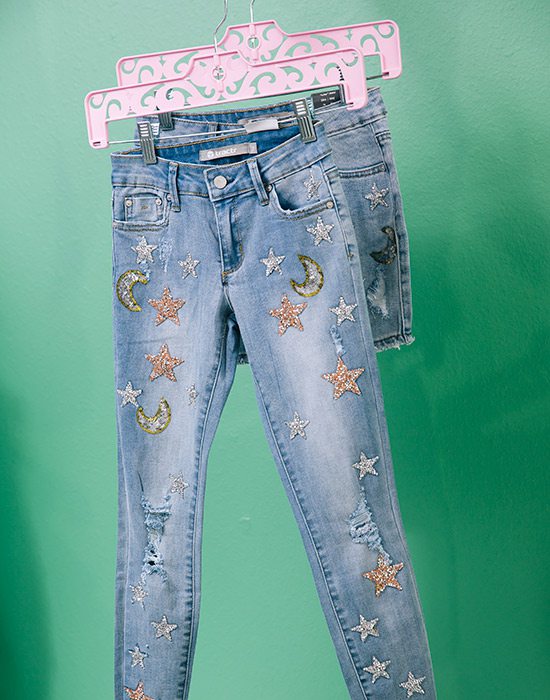 Sequin jeans for girls at Jade Tank in Springfield MO