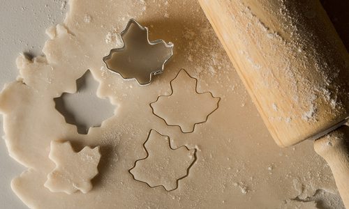 Chestnut shortbread cookies with leaf cookie cutters
