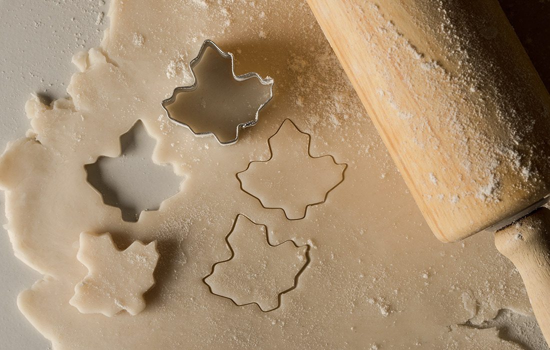 Chestnut shortbread cookies with leaf cookie cutters