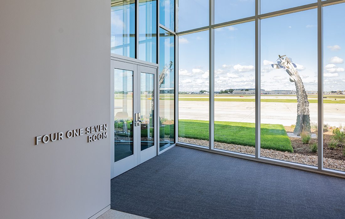 Windows at the entrance of Four One Seven Room at Midwest Premier