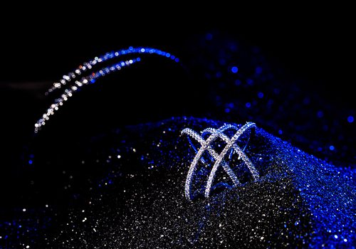 Diamond jewelry in black sand