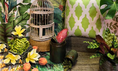 jungle themed home decor and tropical plants