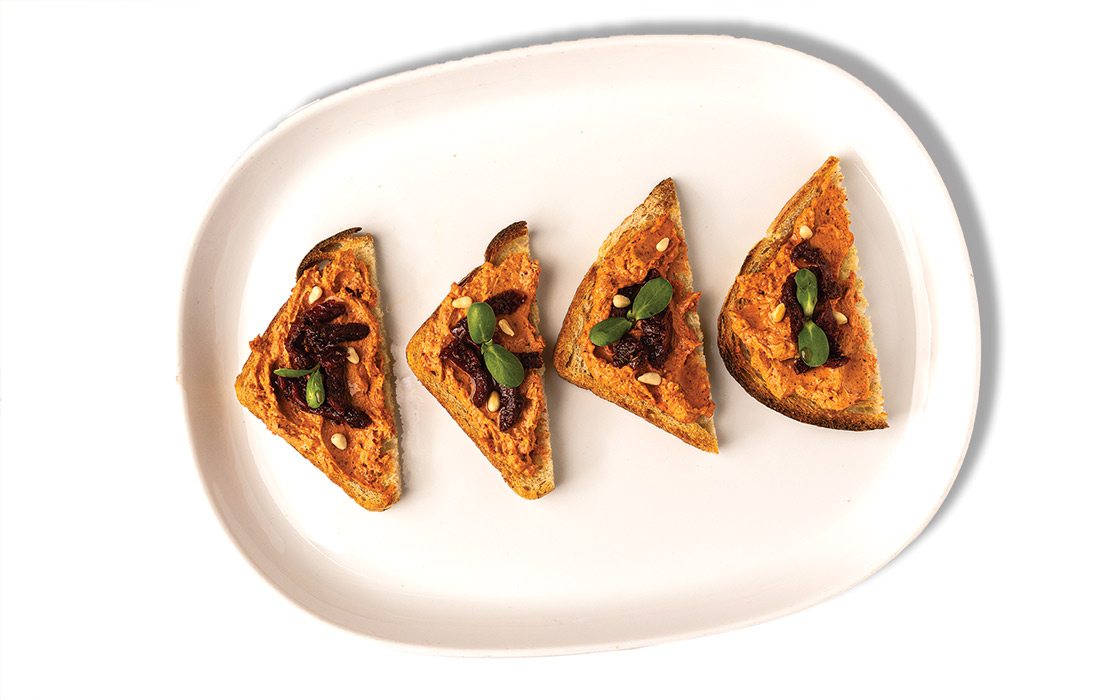 Toast with sun-dried tomato spread