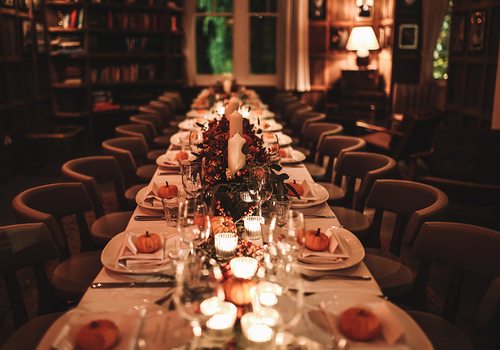 candle lit thanksgiving table setting