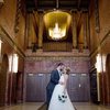 bride and groom in theatre lobby