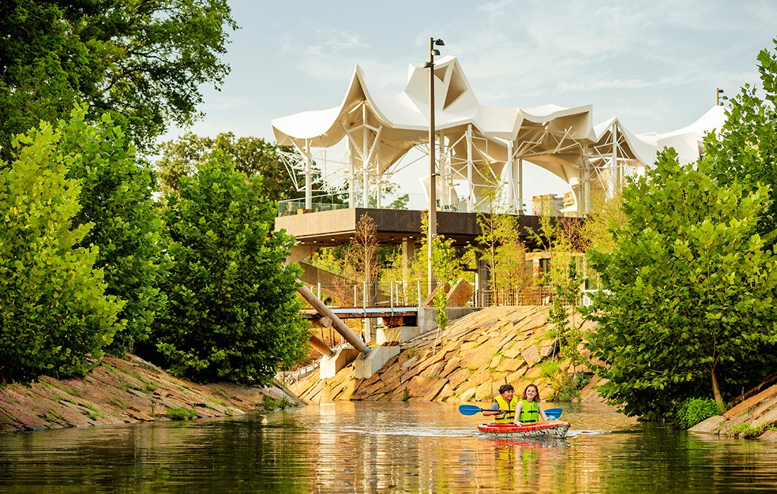 Kayak on the Arkansas River by The Gathering Place in Tulsa, OK