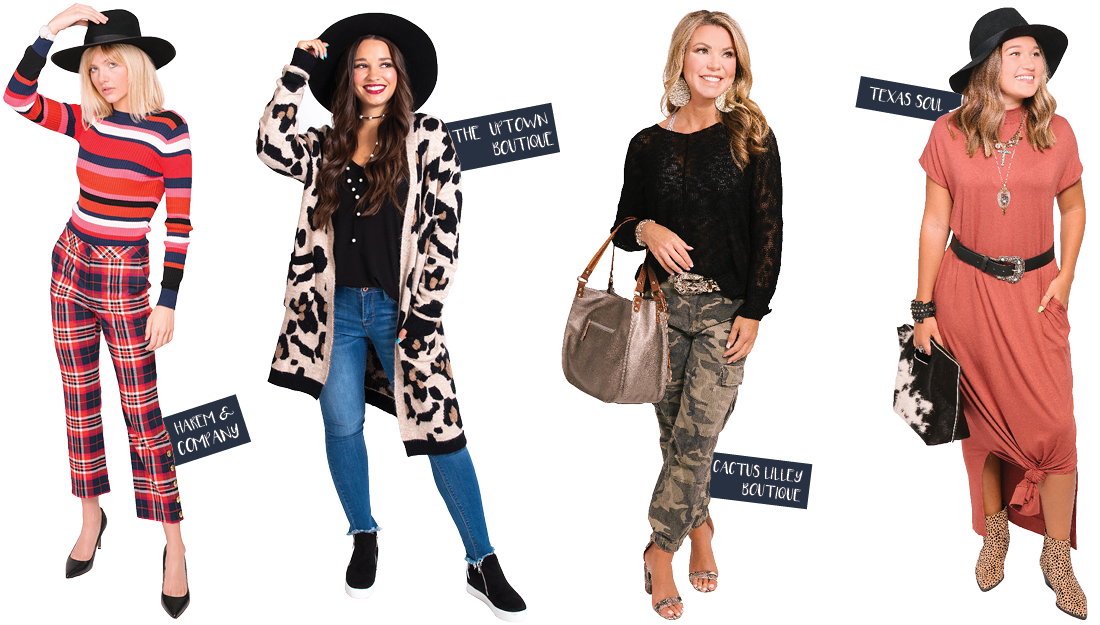 Styles by Harem & Company, The Uptown Boutique, Cactus Lilley Boutique and Texas Soul Boutique