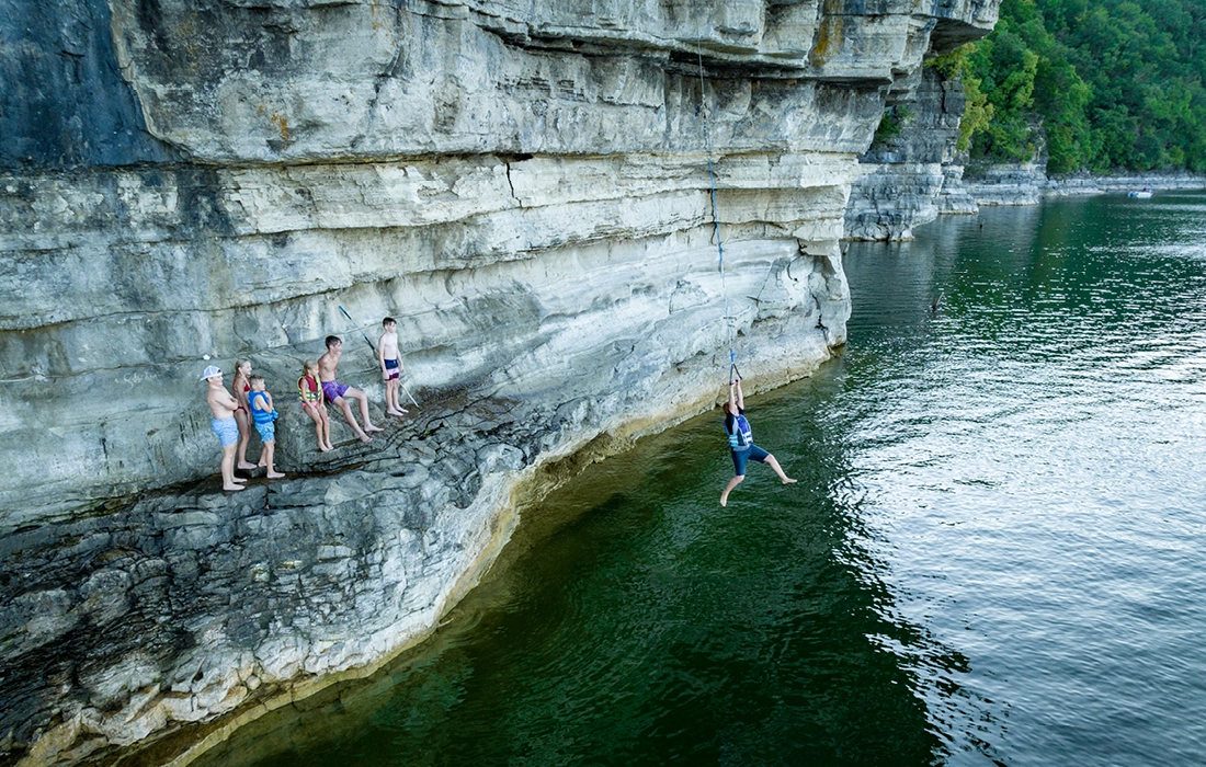 Diving into the water at Table Rock Lake in southwest Missouri