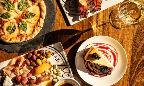 Spread of food from Vineyard Market.