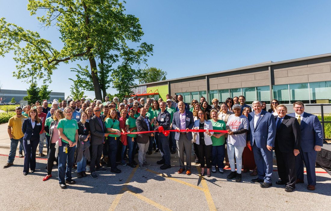 Vital Farms team in Springfield MO cutting the ribbon t the new Egg Central Station.