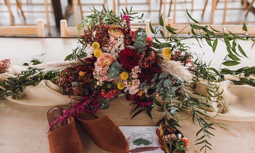 Bold floral wedding arrangement