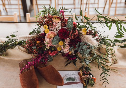 Bold floral wedding arrangement