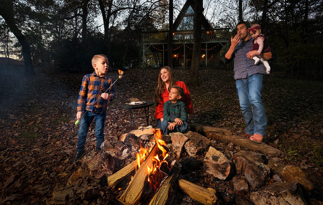 Family outdoors at Wildwood Cabin on Table Rock Lake