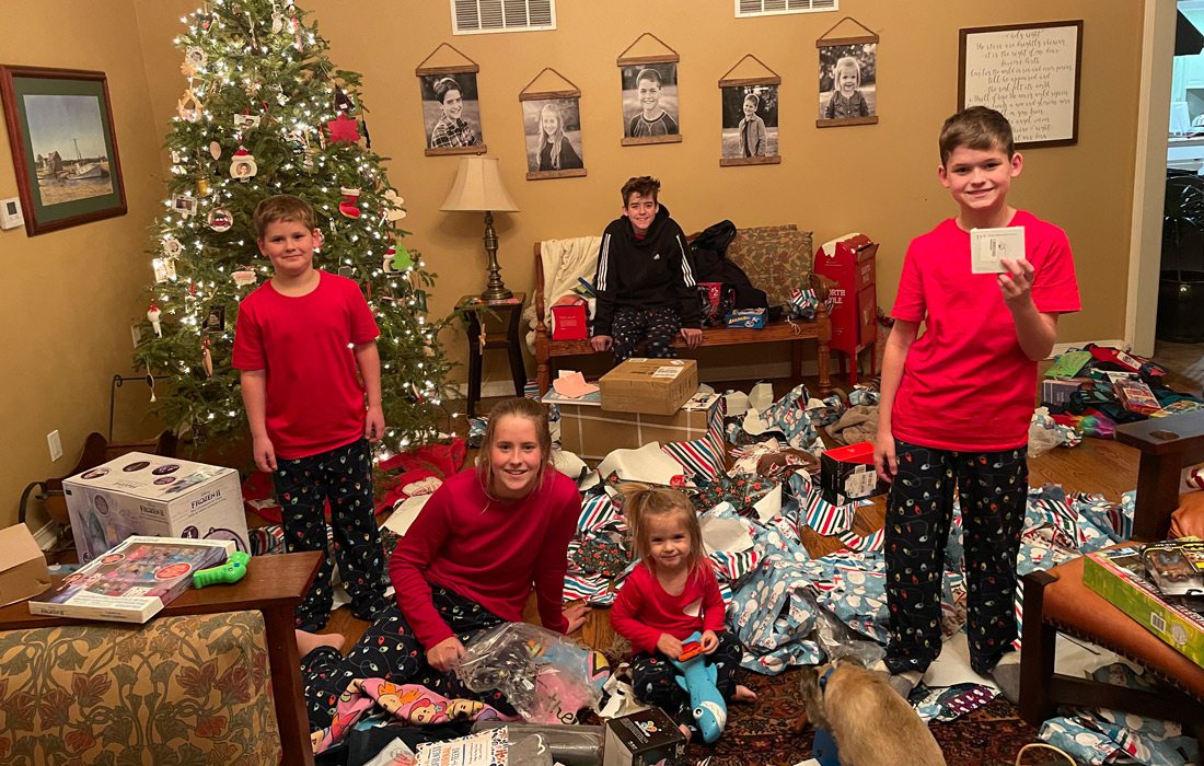 Sarah Williams's family at Christmas