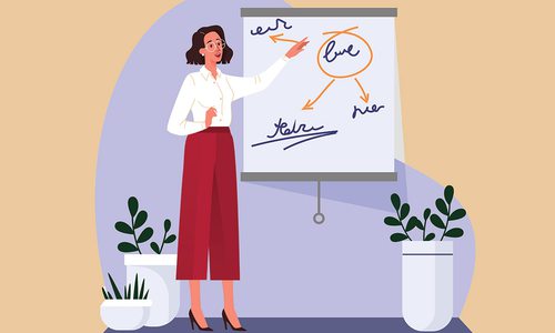 illustration of a business woman giving a presentation