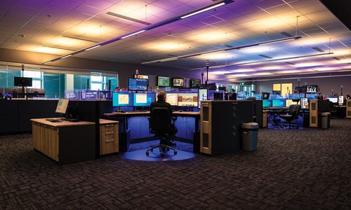 Interior of 911 office in Springfield, Missouri
