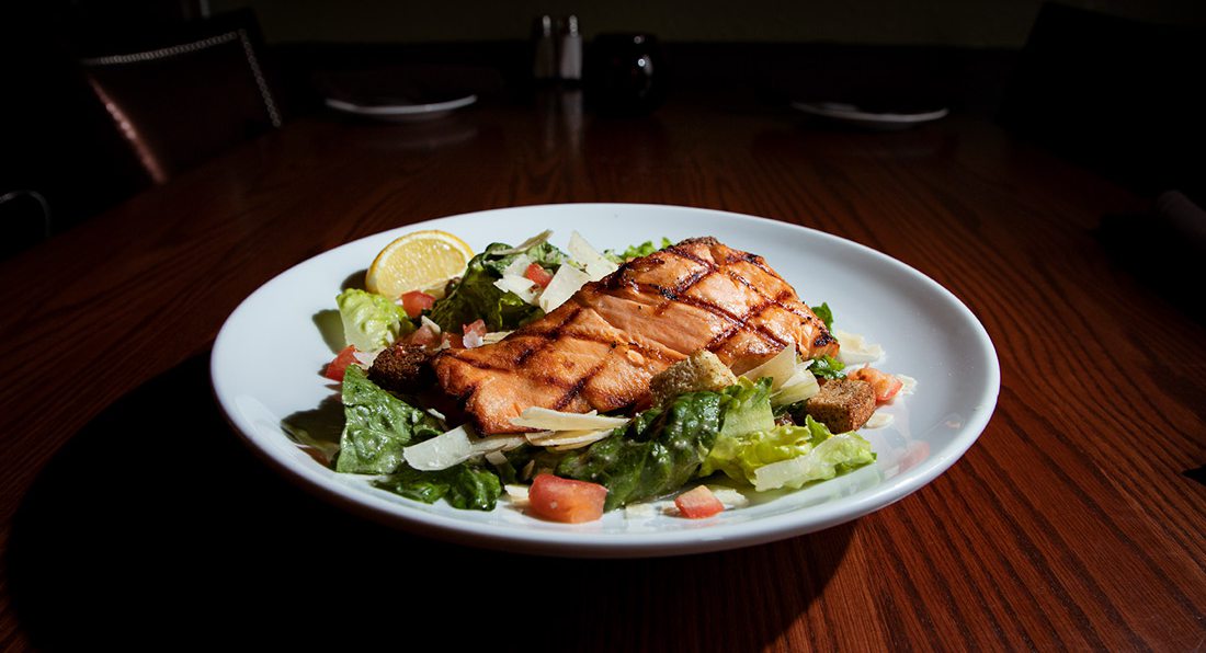 Salmon Caesar Salad at Jimm’s Steakhouse & Pub in Springfield, Missouri