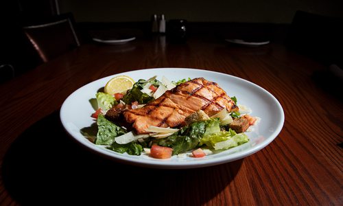 Salmon Ceaser Salad at Jimm's Steakhouse & Pub