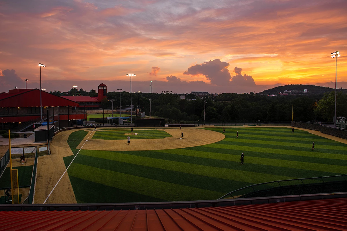 the ballpark at sunset