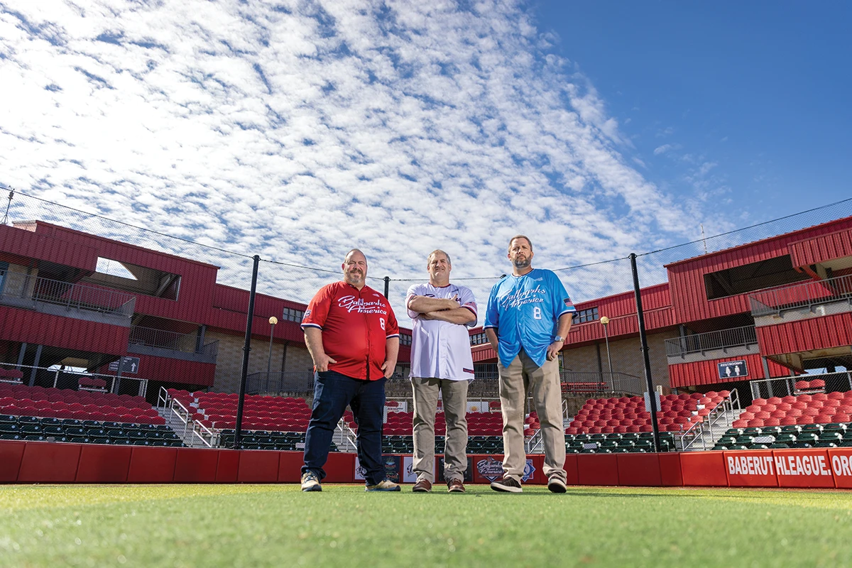 Paul Satterwhite, Steven Strobel and Greg Snider on the field