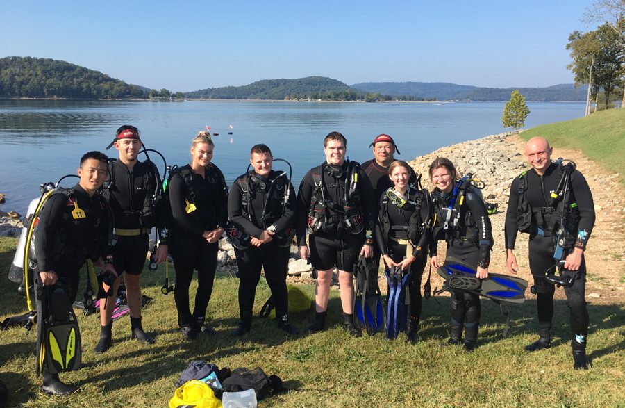 Scuba diving at Beaver Lake Scuba Park in Eureka Springs, Arkansas with Diventures