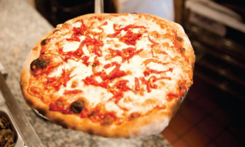 Brick oven fired pizza at Bruno's Italian Restaurant and Wine Bar