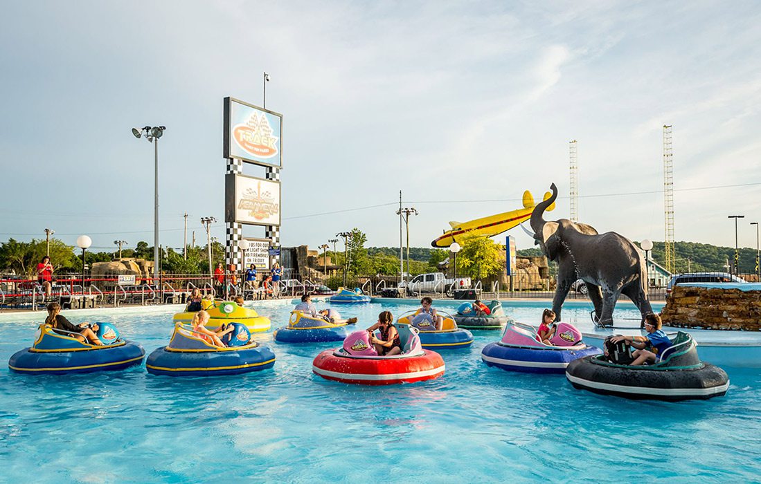 Bumper boats in pool