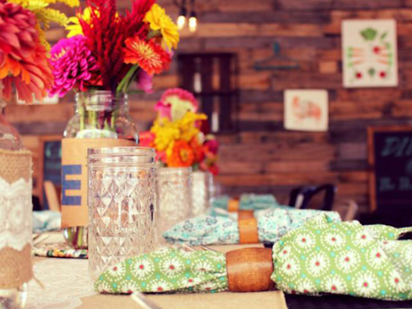 a rustic dinner table