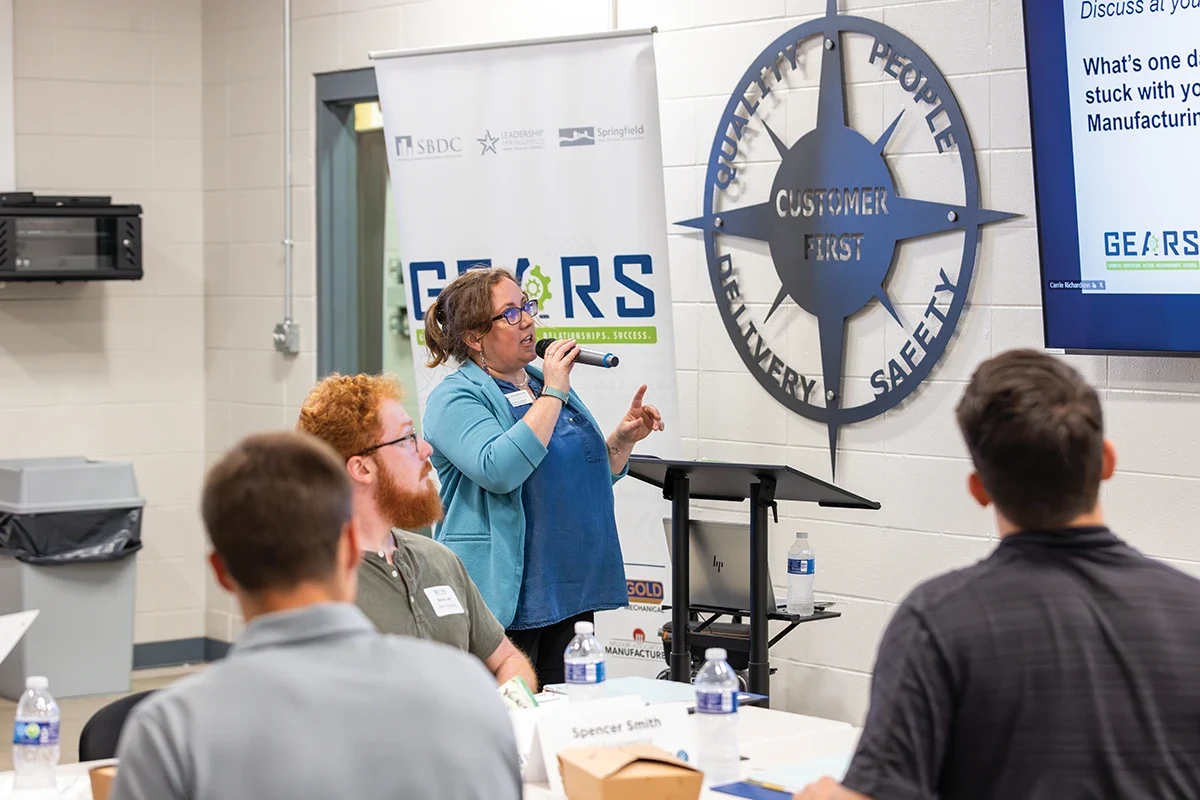 Manufacturing professionals network at a GEARS leadership session
