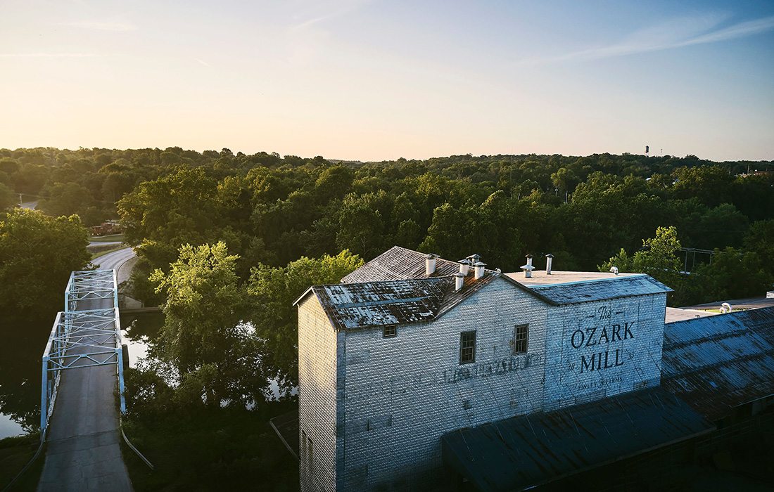 The histroic mill building that now is home to The Ozark Mill.