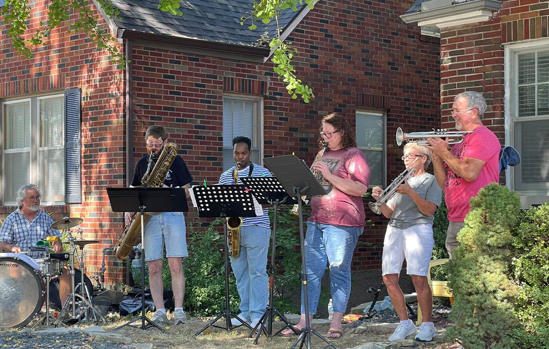 Local musicians playing at Porchfest in Jefferson City, MO.
