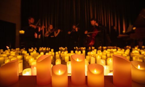 Candlelight concert stock photo