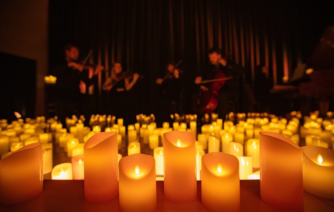 Candlelight concert stock photo