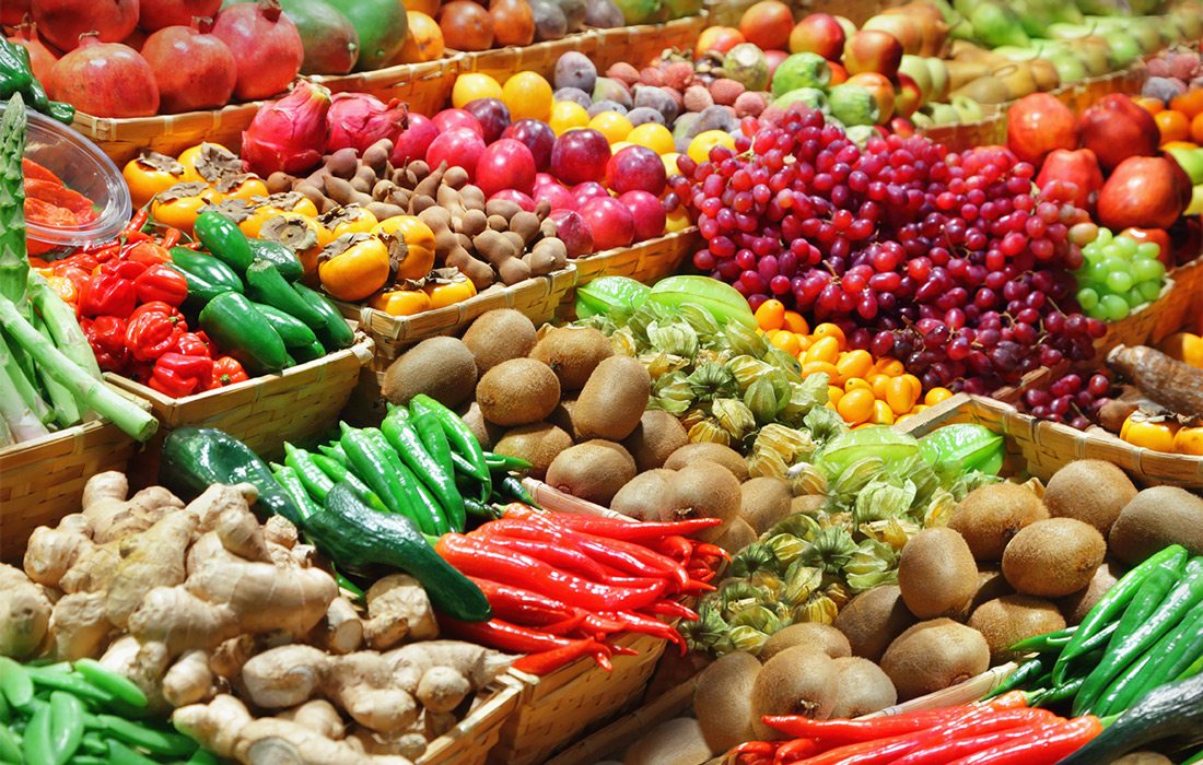 Farmers market produce stock photo