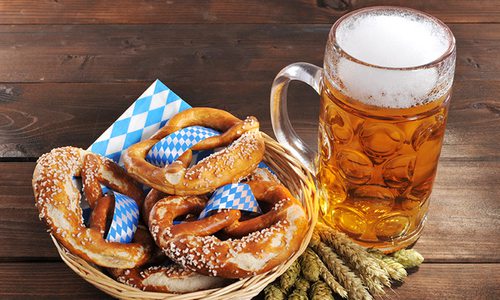 Beer and pretzels Shutterstock image