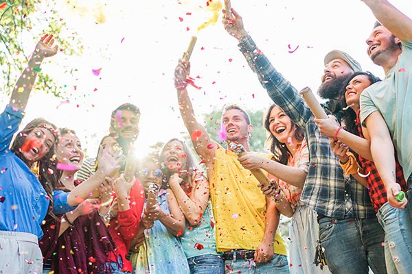 Outdoor birthday party stock image