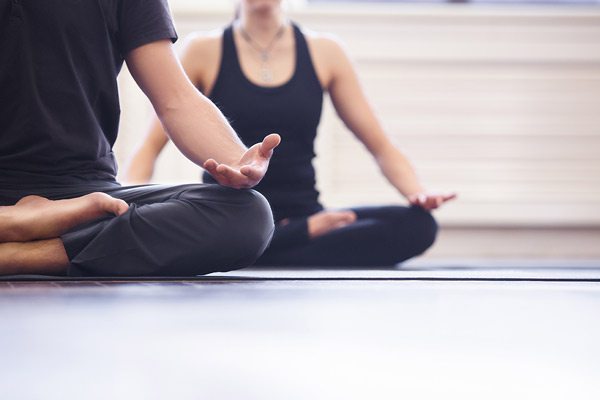 Yoga class stock image.