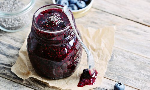 Blueberry jam stock photo