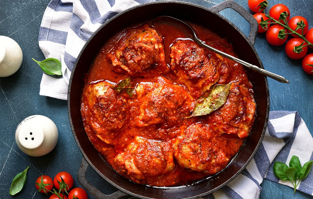 Stock photo of chicken curry in a pot