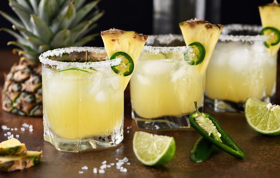 Pineapple and jalapeno margarita stock image