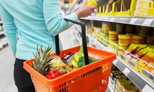 Stock photo of a woman shopping in a supermarket