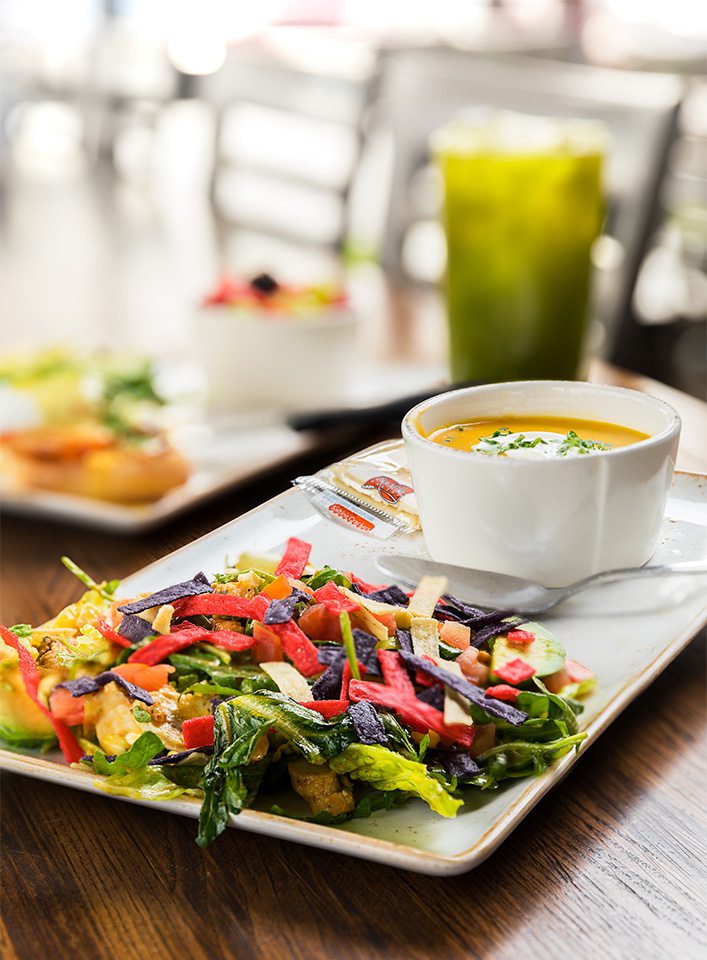 butternut squash soup and salad