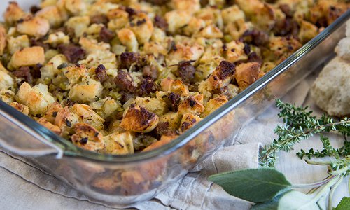 Thanksgiving stuffing made with local southwest Missouri ingredients