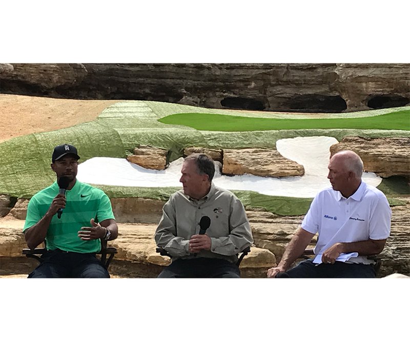 Tiger Woods, Johnny Morris and Tom Lehman